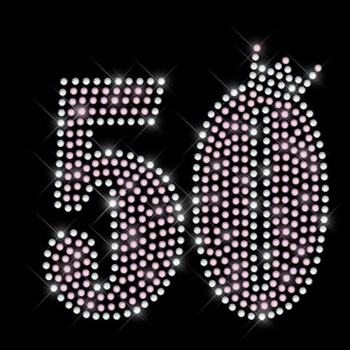 Glitzerdeals Bügelbilder Karneval Strass 50. Geburtstag Geburtstagszahl mit Krone Aufbügler für Textilien 50. Geburtstag Bügelmotiv Jubiläum Strass Bügelbild 50. Geburtstag von Glitzerdeals