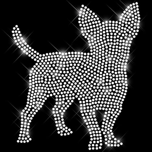 Glitzerdeals Bügelbild Strass Chihuahua Silhouette kristall Strassmotiv zum Aufbügeln Chihuahua Bügelmotiv Hund Strass Aufbügler Chihuahua von Glitzerdeals