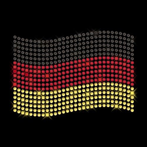 Glitzerdeals Bügelbild Strass Deutschland Flagge EM WM 2024 Strassmotiv zum Aufbügeln Germany Bügelmotiv Flagge Strass Aufbügler Germany von Glitzerdeals