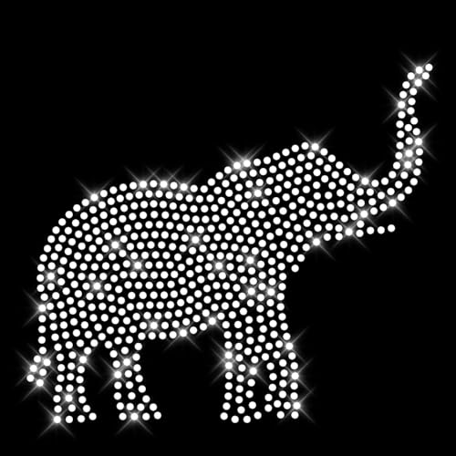 Glitzerdeals Bügelbild Strass Elefant Silhouette kristall Strassmotiv zum Aufbügeln Elefant Bügelmotiv Elephant Strass Aufbügler Elefant von Glitzerdeals