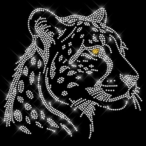 Glitzerdeals Bügelbilder Karneval Strass Gepard kristall Raubkatze Aufbügler für Textilien Gepard Bügelmotiv Leopard Strass Bügelbild Gepard von Glitzerdeals