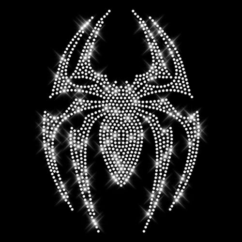 Glitzerdeals Bügelbild Strass Halloween große Spinne kristall Strassmotiv zum Aufbügeln Spinne Bügelmotiv Spider Strass Aufbügler Spinne von Glitzerdeals