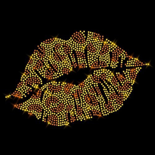 Glitzerdeals Bügelbild Strass Kussmund Leopard Lippen Leopardenmuster Strassmotiv zum Aufbügeln Lippen Bügelmotiv Mund Strass Aufbügler Lippen von Glitzerdeals