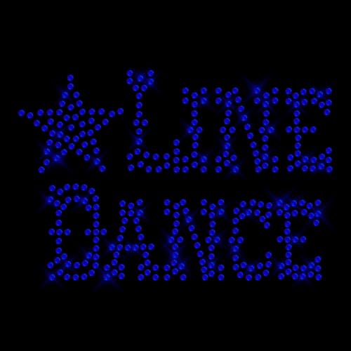 Glitzerdeals Bügelbild Strass Line Dance Schriftzug Wunschfarbe Strassmotiv zum Aufbügeln Line Dance Bügelmotiv Tanzen Strass Aufbügler Cowgirl blau von Glitzerdeals