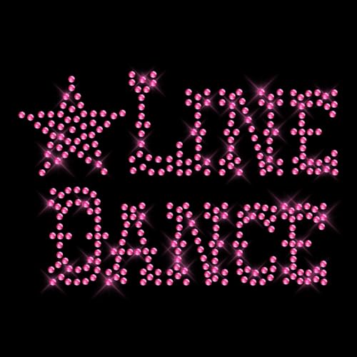 Glitzerdeals Bügelbild Strass Line Dance Schriftzug Wunschfarbe Strassmotiv zum Aufbügeln Line Dance Bügelmotiv Tanzen Strass Aufbügler Cowgirl pink von Glitzerdeals