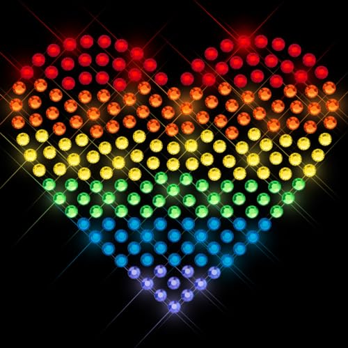 Glitzerdeals Bügelbild Strass Regenbogen Herz Pride LGBTQ rainbow heart Strassmotiv zum Aufbügeln Herz Bügelmotiv Regenbogenherz Strass Aufbügler Herz von Glitzerdeals