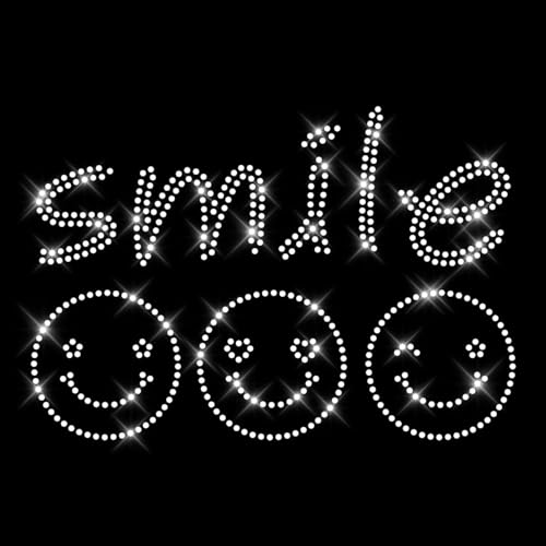 Glitzerdeals Bügelbild Strass Smile lachendes Gesicht zwinkern Strassmotiv zum Aufbügeln Smile Bügelmotiv lachendes Gesicht Strass Aufbügler Lachen von Glitzerdeals