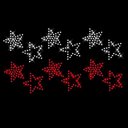 Glitzerdeals Bügelbild Strass Sterne kristall und rot Set Stern 12 Strassmotiv zum Aufbügeln Stern Bügelmotiv Sterne Strass Aufbügler Stern von Glitzerdeals