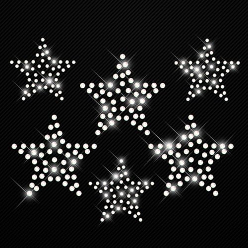 Glitzerdeals Bügelbild Strass Sterne regenbogen 6er Set Strassmotiv zum Aufbügeln Stern Bügelmotiv Sterne Strass Aufbügler Stern von Glitzerdeals