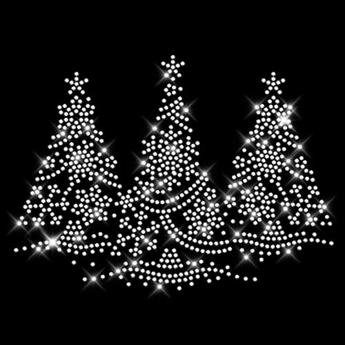 Glitzerdeals Bügelbild Strass Weihnachtsmotiv Tannenbaum 3er kristall Strassmotiv zum Aufbügeln Schneeflocken Bügelmotiv Wintermotiv Strass Aufbügler Schneeflocken von Glitzerdeals
