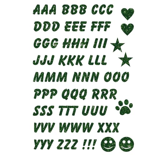 Glitzerdeals Bügelbilder Glitzer Alphabet zum Aufbügeln grün Aufbügler für Textilien Karneval Kostüm Alphabet Bügelflicken Buchstaben Fasching Patch zum Aufbügeln Alphabet von Glitzerdeals