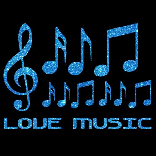 Glitzerdeals Bügelbilder Glitzer Love Music Set Notenschlüssel und Noten blau Aufbügler für Textilien Karneval Kostüm Music Bügelflicken Notenschlüssel Fasching Patch zum Aufbügeln Music von Glitzerdeals