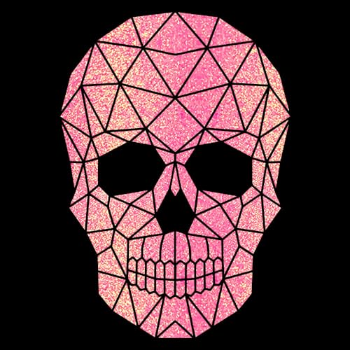 Glitzerdeals Bügelbilder Glitzer Totenkopf Geometrie Tattoo koralle Aufbügler für Textilien Karneval Kostüm Totenkopf Bügelflicken Skull Fasching Patch zum Aufbügeln Totenkopf von Glitzerdeals