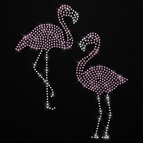 Glitzerdeals Bügelbilder Karneval Strass Flamingo kristall altrosa Flamingos 2er Set Aufbügler für Textilien Flamingo Bügelmotiv Flamingos Strass Bügelbild Flamingo von Glitzerdeals