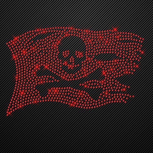 Glitzerdeals Bügelbilder aus Strass Flagge mit Pirat Totenkopf rot Aufbügler für Textilien Karneval Kostüm Pirat Strassmotiv Totenkopf Aufbügler Glitzer Skull Bones von Glitzerdeals