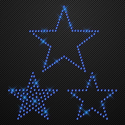 Glitzerdeals Bügelbilder Karneval 3 Sterne blau Aufbügler für Textilien Strass Bügelbild Fasching Patch Strassmotiv Hot-fix iron-on-transfer von Glitzerdeals