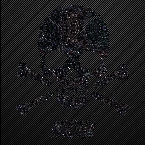 Glitzerdeals Bügelmotiv Aufbügler Totenkopf mit Knochen und Moin Schriftzug Bügelbild Glitter Totenköpfe Bügelmotiv Schädel skull iron on design skull with bones schwarz klein von Glitzerdeals