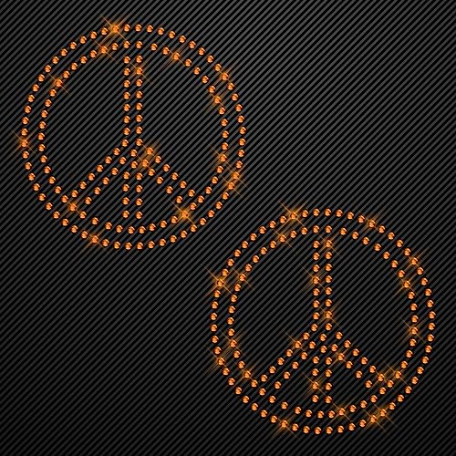 Glitzerdeals Bügelbilder Karneval Peace gold Aufbügler für Textilien Peacezeichen Strass Bügelbild für Textilien Hot-fix iron-on-transfer 2er von Glitzerdeals