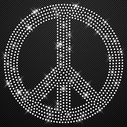 Glitzerdeals Bügelbilder Karneval Peace gross kristall einfarbig Aufbügler für Textilien Peace-Zeichen Strass Bügelbild für Textilien Hot-fix iron-on-transfer von Glitzerdeals