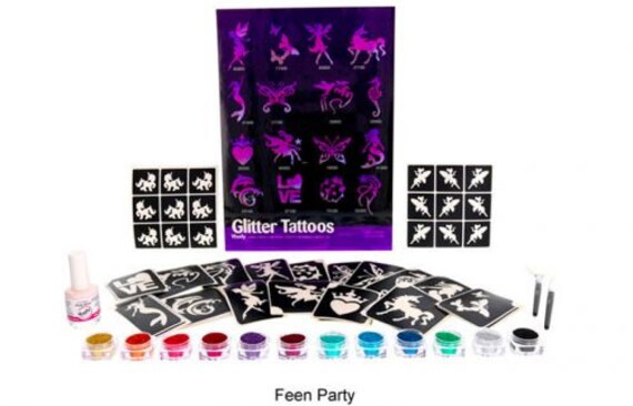 Glitzertattoo Set Motto Feen Party von Glitzertattoos