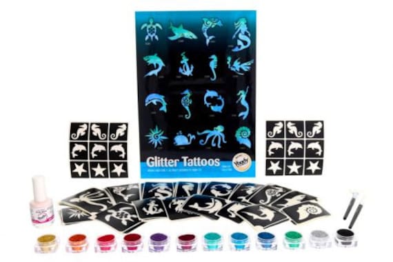 Glitzertattoo Set Motto Party Meereswelt von Glitzertattoos