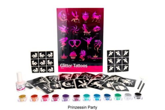 Prinzessin Party, Glitzertattoo Set von Glitzertattoos