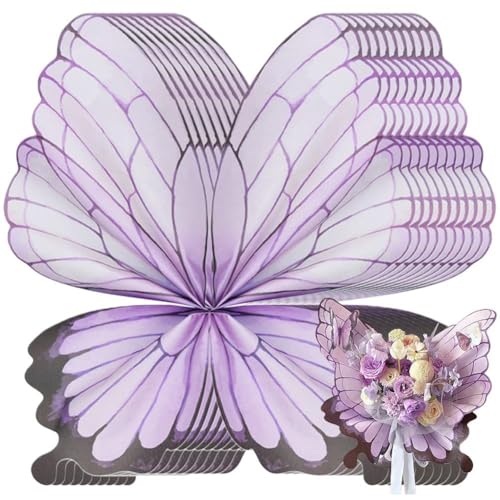 Glixoft 20 Stück Schmetterlingsförmiges Blumen-Geschenkpapier, Wasserdichter Blumenstrauß, Schmetterlings-verpackungspapier, Blumenstrauß-zubehör Für Hochzeits-Party-Dekoration von Glixoft