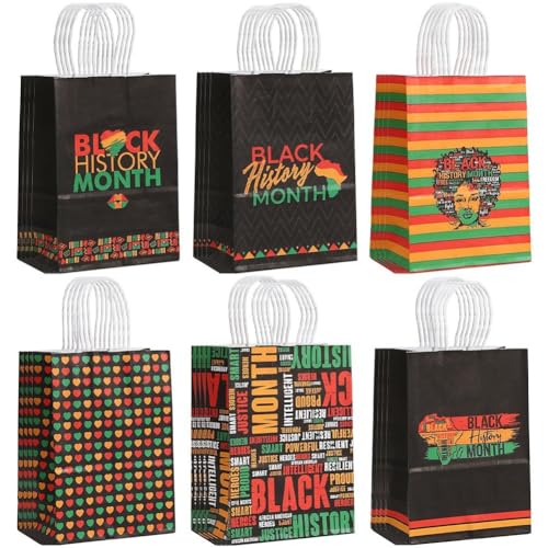 Glixoft 24 Stück Black History Month Geschenktüten, Papiertüten Griff, Afroamerikanische Goodie Candy Geschenkpapiertüten Für Black Pride Juneteenth Party Dekorationen von Glixoft