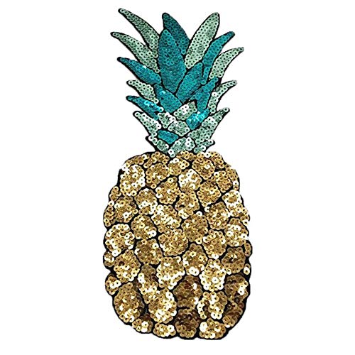 Glixoft Ananas-aufnäher Zum Aufbügeln, Lustige Ananas-Pailletten, Bestickter Aufnäher Zum Aufbügeln, Nähapplikation, Dekoration, Aufnäher, Bekleidung, Basteln, Nähzubehör von Glixoft