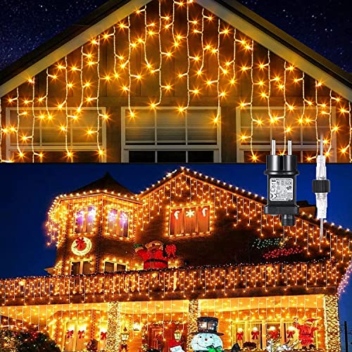 GlobaLink 400 LED Lichterkette Eisregen, 10M Lichtervorhang Außen erweiterbar Regenlichterkette Eiszapfen IP44 Lichterkette außen und Innen Deko für Dach Balkon Weihnachten Party Hochzeit - Warmweiß von GlobaLink