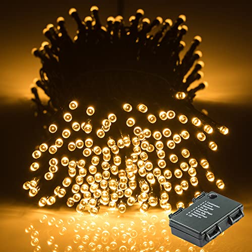 GlobaLink LED Lichterkette Batterie, 300Leds 40M Warmweiß Weihnachtsbeleuchtung Außen- mit 8 Modi und Timer Wasserdicht IP44 für Außen und Innen Weihnachten Zimmer, Fenster, Treppen,Geländer Garten von GlobaLink