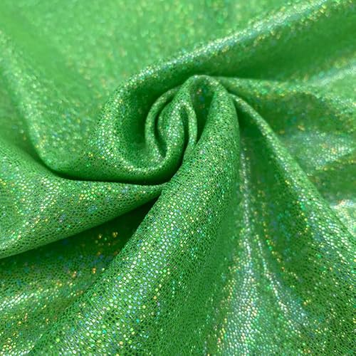 Glitzer-Polyester-Gewebe, 1,5 m x 50 cm, grün, glänzend, glitzernd, holografischer Gaze-Stoff für Kleidung, Nähen, DIY, Party-Dekoration von Globellapro