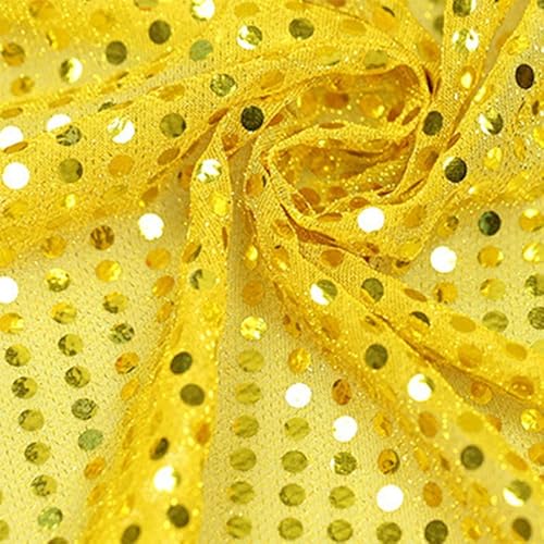 Paillettenstoff, 1,1 m x 1 m, Gelb, Pailletten, Glitzer, Polyester, Punkte, Netzstoff für Glitzerkleidung Paillettenstoff, 1,1 m x 1 m, Gelb, Pailletten, Glitzer, Polyester, Punkte, Netzstoff für Glitzerkleidung von Globellapro