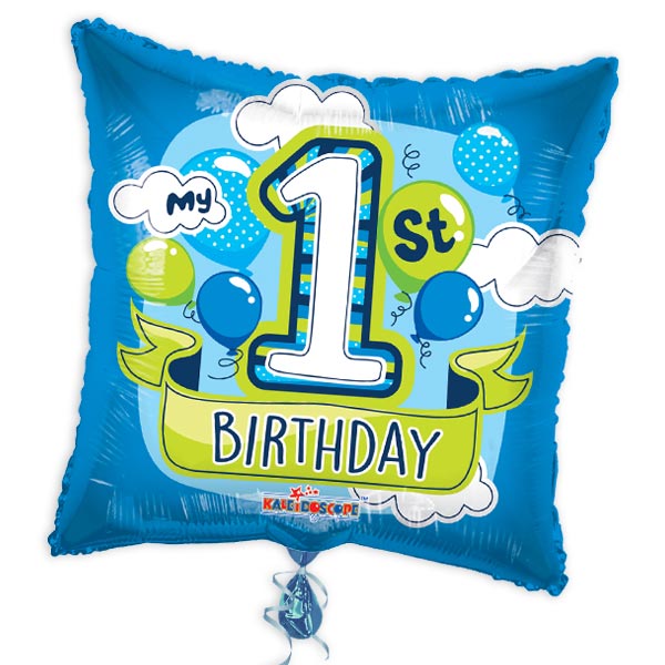 Eckiger Folieballon, My 1st Birthday, 35cm x 35cm, heliumgeeignet von Globos Europe BV