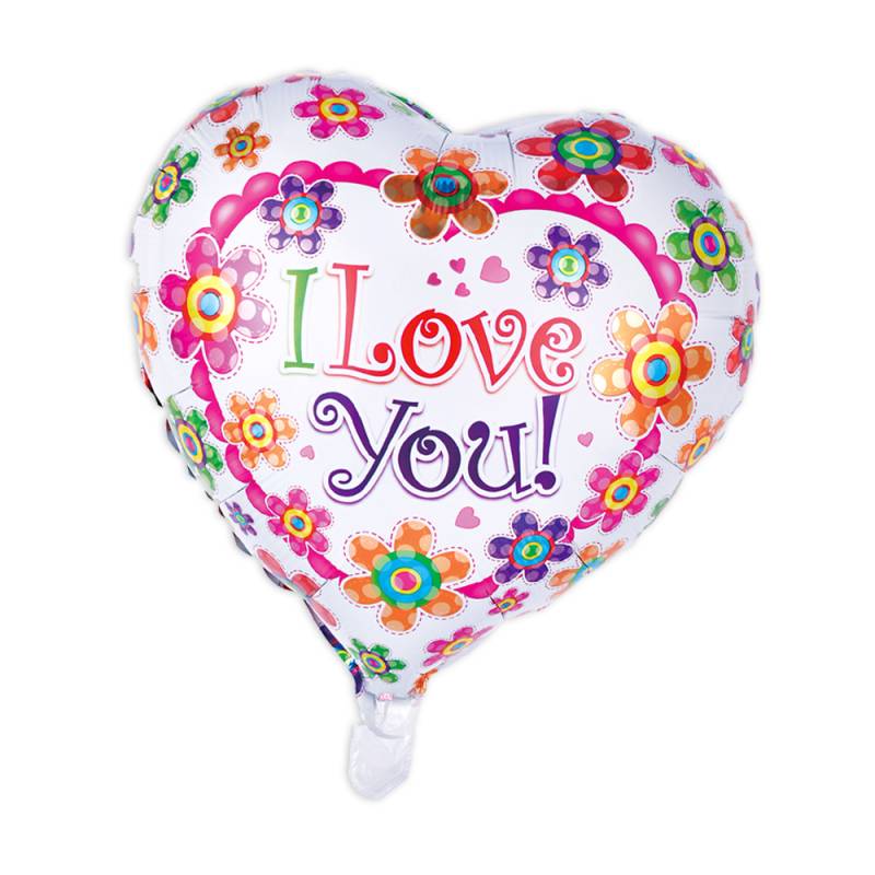 Herz-Ballon "I Love You" mit Blumenmuster, 35cm von Globos Europe BV