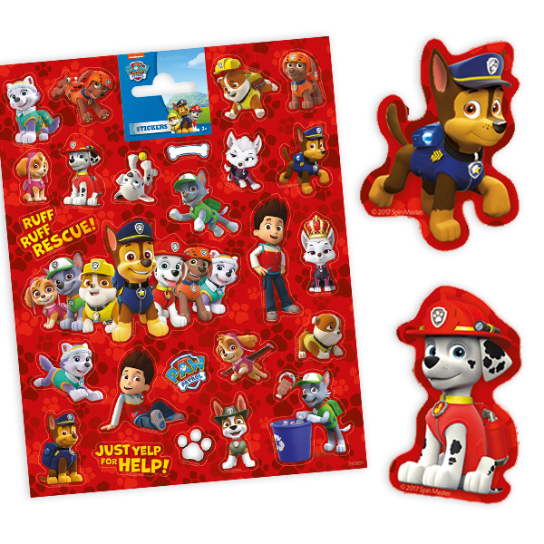 Paw Patrol Gastgeschenke Stickerbogen mit 25 Stickern von Globos Nordic