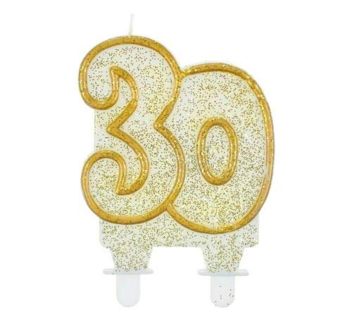Zahlen Kerzen 30. Geburtstag in Gold Glitzer Events Jubiläum Torte Cupcake Muffins & Kuchen (30. Geburtstag) von Globos
