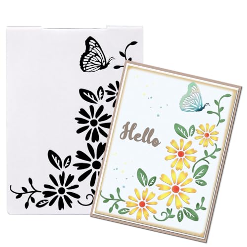 Glodecart Schmetterlingshintergrund, Prägeschablone, Kunststoff, strukturierte Eindrücke, Schmetterling, Blume, Prägeschablone für Kartenherstellung, Frühling, Scrapbooking, Papierbastelalbum, von Glodecart