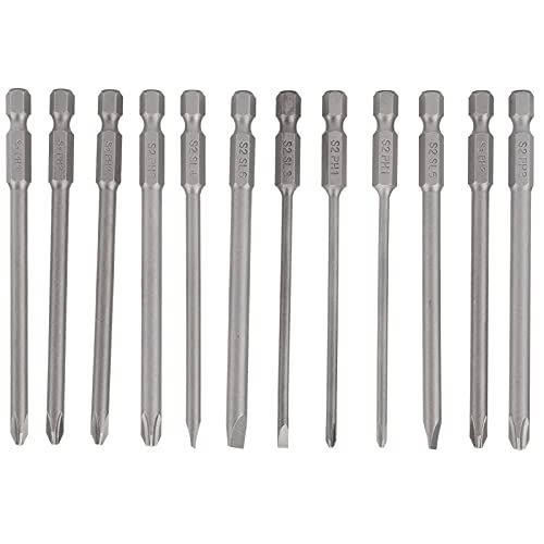 Glomora 12-teiliges Schraubendreher-Bit-Set, Schlitzkreuz, 100 mm, legierter Stahl S2, hochpräzises Hardware-Werkzeug-Set von Glomora