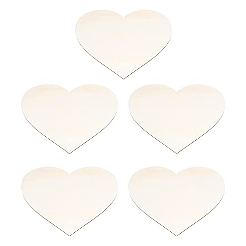 Glomora 5 Piezas de Corazón de Madera de Navidad, Corazón de Madera de Bricolaje para Niños, Manualidades Dibujadas a Mano, Decoraciones de Madera de Navidad para el Día de San von Glomora