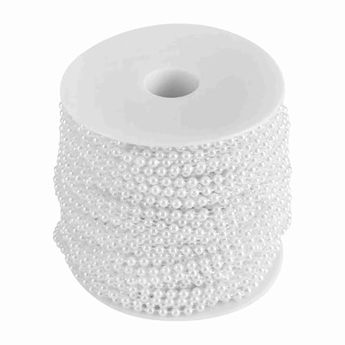 Glomora Rollo de Cuentas de Perlas de imitación, Rollo de 40 m, Perlas Artificiales de 4 mm, Adornos de Bricolaje para decoración de árbol de Navidad, Fiesta de Bodas (White) von Glomora