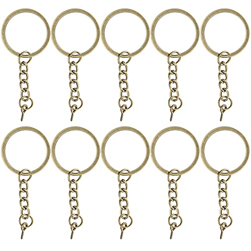 Glomora -Schlüsselkette, 10pcs Dekoration Schlüsselringschlüsselketten Teile mit Schraubenstiftanschlusszubehör für Schlüssel, einige Dekorationen, Handwerk und Schmuck machen (φ25mm【10 pieces】) von Glomora