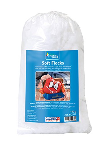 GLOREX 0 2517 - Soft Flocks weiß, 150 g, superweiches und federleichtes Füllmaterial, leicht zu verarbeitende Flocken, geruchsfrei und waschbar, zum Stopfen von Kuscheltieren von GLOREX