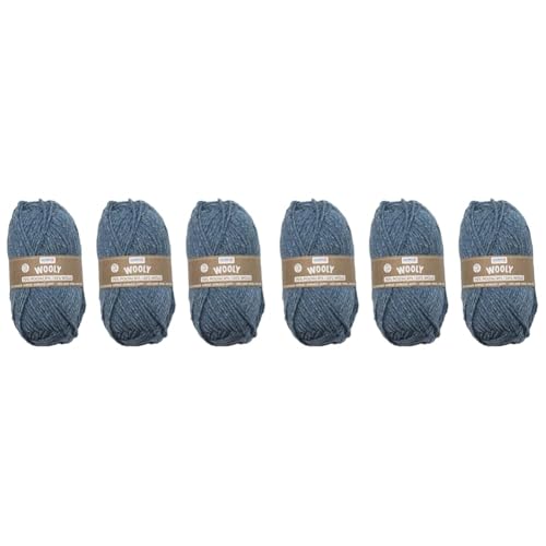 GLOREX 5 1002 50-3er Set Strickgarn Wooly aus 70% Acryl & 30% Wolle, je 50 g blau meliert, sehr weich, wärmend, angenehm zu tragen (Packung mit 2) von Glorex