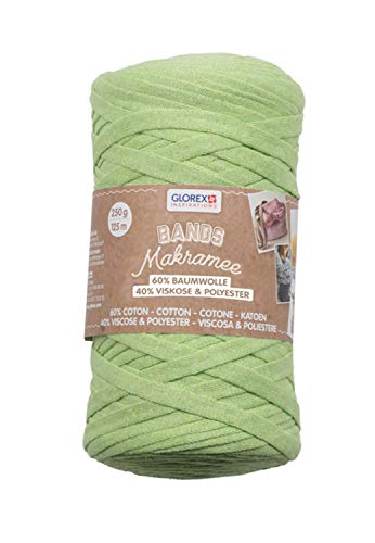 GLOREX 5 1005 03 - Bands Makramee, superweiches Textilgarn aus 60 % Baumwolle / 40 % Viskose, zum Häkeln, Stricken, Knüpfen und textilen Gestalten, 250 g, ca. 125 m, grün von GLOREX