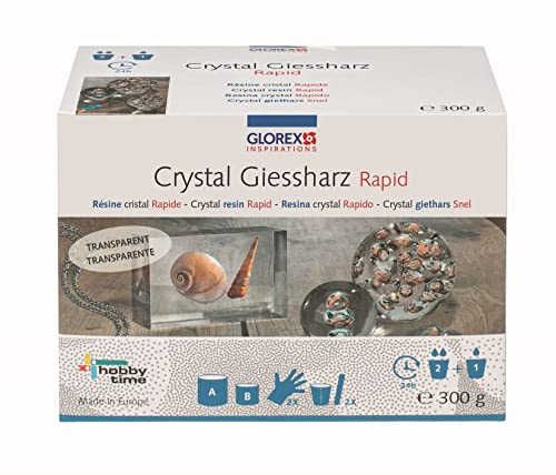 GLOREX 6 2101 501 - Crystal-Gießharz, ca. 300 g, passender Härter enthalten, 24-36 Stunden Aushärtezeit, transparent, mischbar, ideal zur Schmuckherstellung, für kreative Bastelarbeiten von GLOREX