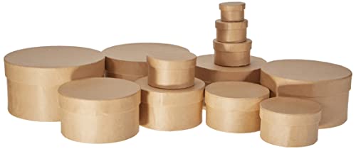 GLOREX Pappdosen-Set, 12-teilig, Pappe, Natur, 15 x 15 x 9 cm von Glorex