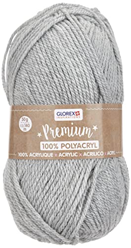 Glorex 5 1001 13 - Premium Wolle aus 100 % Acryl, leicht zu verarbeiten, vielseitig einsetzbar, wärmend, weich, nicht kratzend, 50 g, ca. 140 m, grau von Glorex