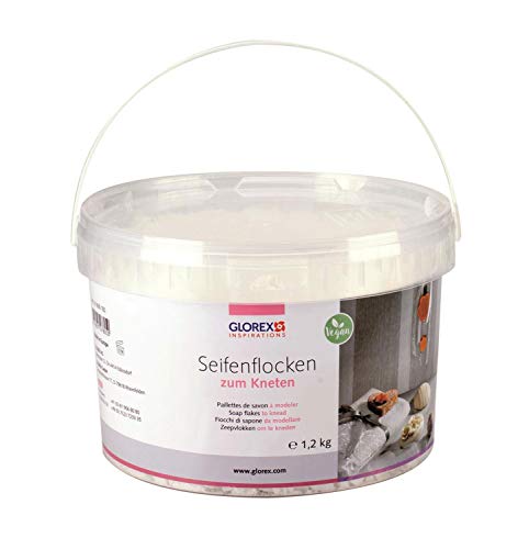 Glorex 6 1600 182 - SoapFix Seifenflocken zum Kneten weiß, 1200 g Eimer, fein geraspelte Seifenstreusel zur Herstellung eigener Seifeng, 100 % vegan von Glorex