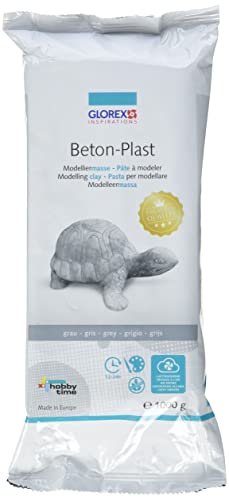 Glorex 6 1780 731 - Beton-Plast, 1000 g in betongrau, lufthärtende Modelliermasse mit Beton-Optik, gebrauchsfertig mit einfacher Handhabung von GLOREX